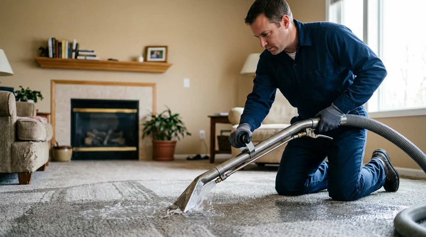 Water damage restoration technician working near Orland Park, IL